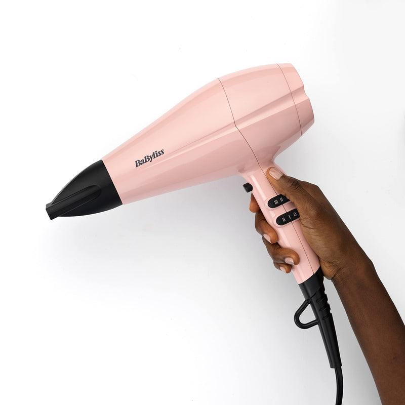  [AUSTRALIA] - BaByliss Rose Blush 2200W Hair Dryer, Powerful Drying, Ionic, Lightweight Hair Dryer, Pink Single