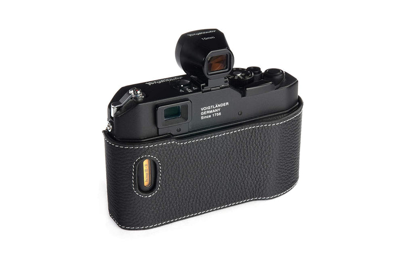 Voigtlander Bessa R2 Case, BolinUS Handmade Genuine Real Leather Half Camera Case Bag Cover for Voigtlander BESSA R4M R4A R3M R3A R2S R2C R2A R2M R2 T Camera with Hand Strap (Black) Black