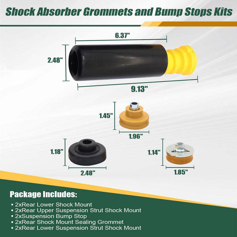 Rear Upper Lower Shock Mounts Grommets and Bump Stops Kit Compatible with BMW E82 E87 E88 E90 E92 E93 128i 135i 323i 325xi 328i 328xi 330i 335i 335d # 3353676733401 33506771737 33506771738