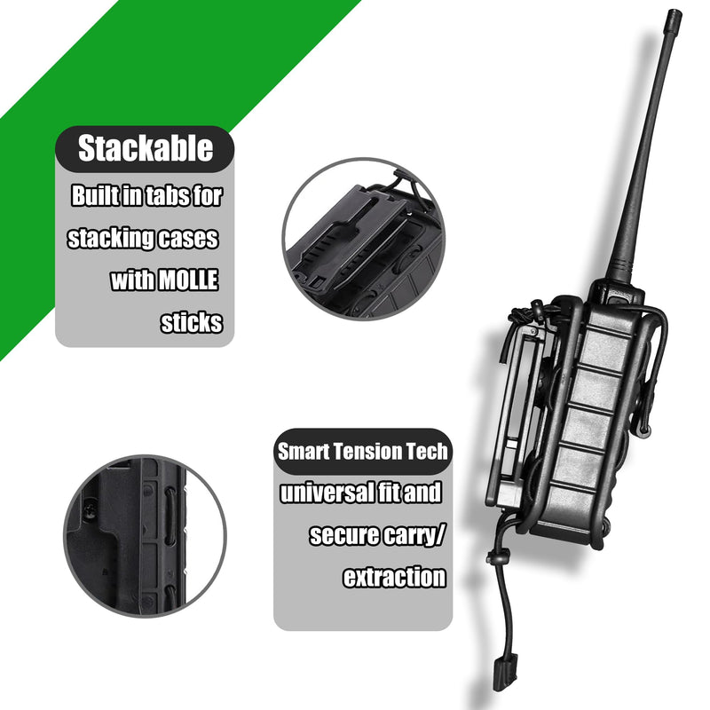 Radio Holster Holder, Walkie-Talkie Case with Duty Belt & MOLLE Vest Clip | Two Ways Polymer Radio Pouch Interphone Carrier Sheath for Police Law Enforcement Security Firefighter Rescue EMS EMT