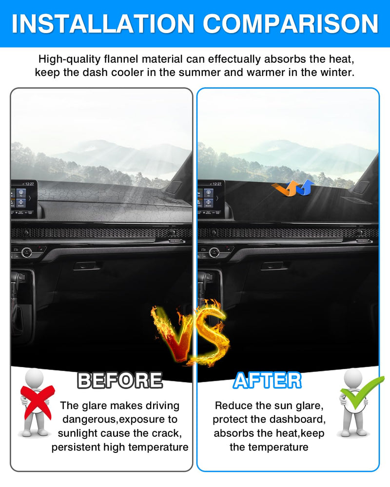 Autorder Dashboard Cover Mat for 2023 2024 2025 2026 Honda CR-V CRV Accessories Dash Cover Flannel Dash Mat Sunshade Glare UV Rays Protector(Without Hud) 2023-2026 Honda CRV without HUD