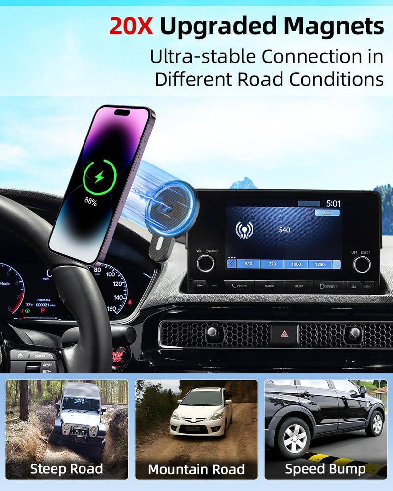 Car Phone Mount for Honda Accord 2018 2019-2021 2022 Accessories 10th Gen Accord for 8-inch Screen 360° Rotation Magnetic 15W Fast Wireless Charger Cell Phone Holder Hand Free Not Affect Air Vent Honda Accord 2018-2022 (8 inch) Magsafe+ Wireless Charger