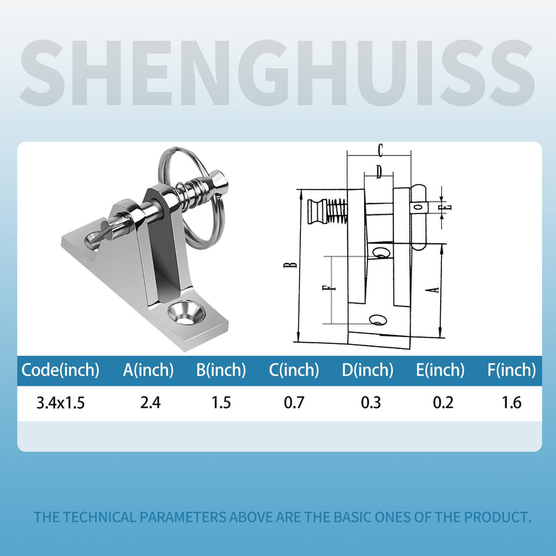 SHENGHUISS Bimini Top Deck Hinge with Quick Release pin 316 Stainless Steel Marine Bimini Top Fitting 90° Hardware with Installation Screws 4 Pack