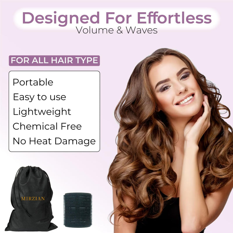 29 Pcs Large Hair Rollers Set – 8 Big Hair Rollers 50mm with 8 Clips, 10 Grips, Comb, Braid & Storage Bag – Hair Curlers No Heat and Rollers for Hair Volume, Styling Long & Short