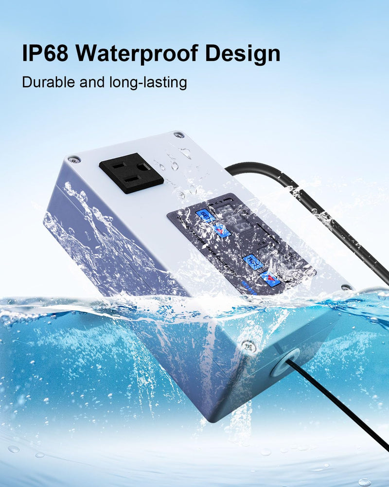 1100W Digital Temperature Controller, 110V 10A Thermostat Switch with Waterproof NTC 10K Sensor Probe, for Refrigerator Freezer Aquarium Heaters or Cooling Devices