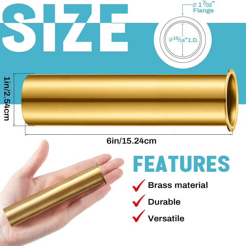 Yaocom 3 Pcs Brass Drain Tube Boat Drain Tube Plug Brass Boat Drain Plug Livewell Overflow Drain Tube for Boat Water Marine Transom Splashwell Livewell Transom Splashwell Installation 6 x 1 Inch