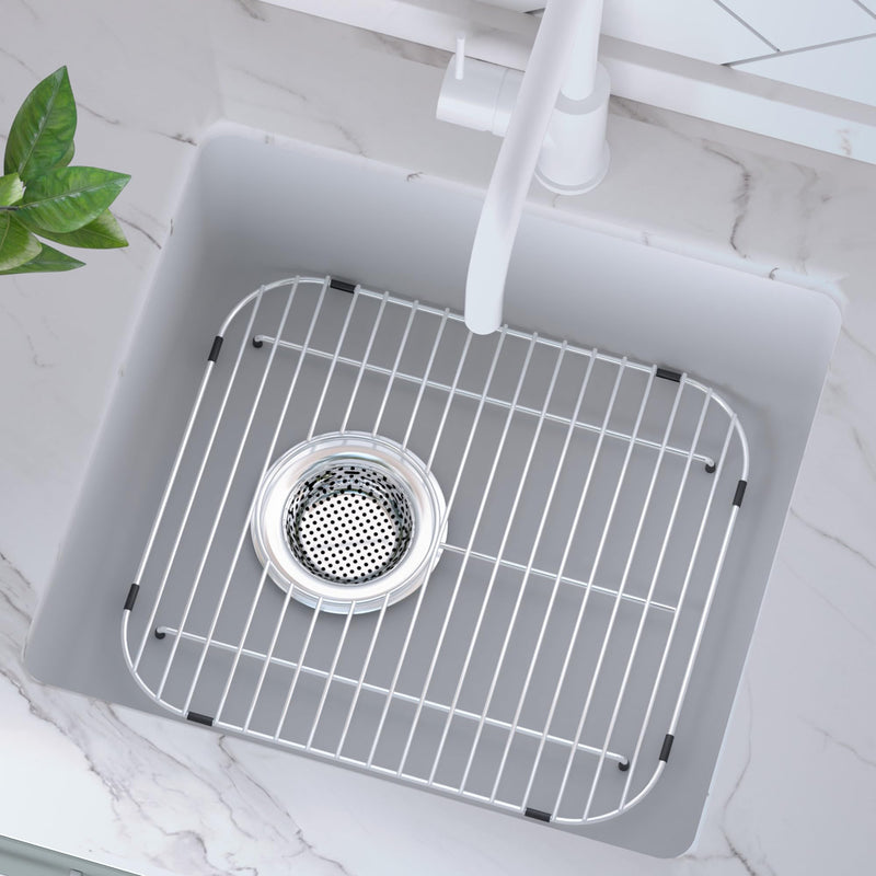 Sink Bottom Grid Kitchen Universal Sink Grate, 304 Stainless Steel Sink Rack Protector with Rear Drain 13.2" X 11.6" 13.2"L X 11.6"W 1 PACK