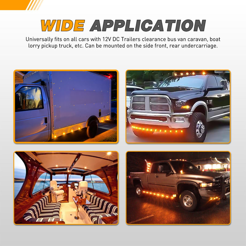 GOOACC 3/4 Inch Bullet Side Marker Light 10PCS Amber Round Clearance LED Front Rear Indicator Lights for Trailer Van Caravan Boat Truck RV Car Bus
