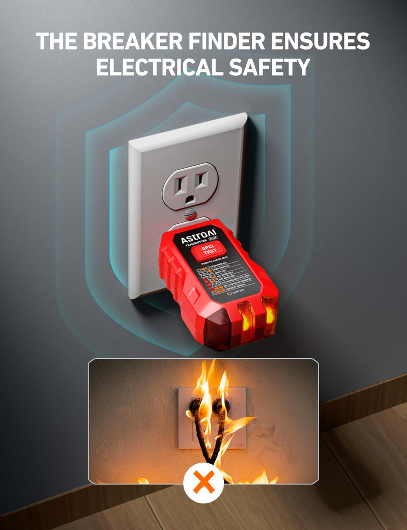 AstroAI Circuit Breaker Finder with GFCI Outlet Tester, Electrical Tester Tool for Home/Workshop Circuit Tracing, Quickly Locates Breakers with Indicators