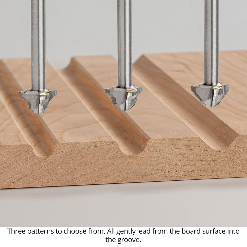 Juice Groove Router Bits, 1/2" Cove With 45 Vee-Groove, Carbide Head, USA Made, 3 Flute, CNC Bits for Cutting Board - US22545JGV 1/2 Nose 45
