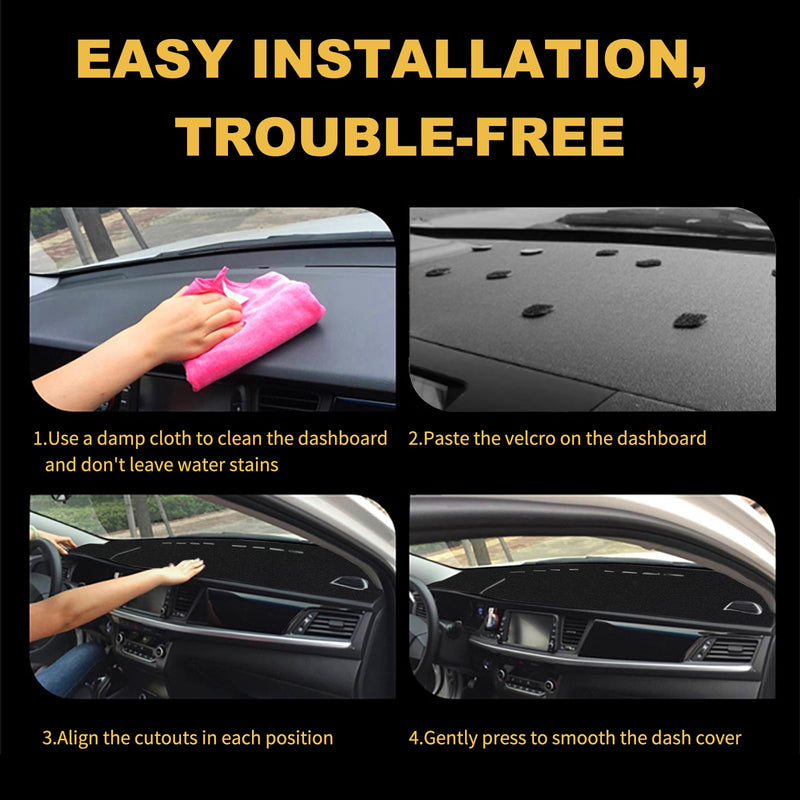 Dashboard Cover Custom Fit for Ford F150 2015-2020 /F250 F350 F450 Superduty 2017-2022 / Expedition 2018-2021 with Light Sensor,Dash Cover Mat Pad Carpet Protector (Black) Black