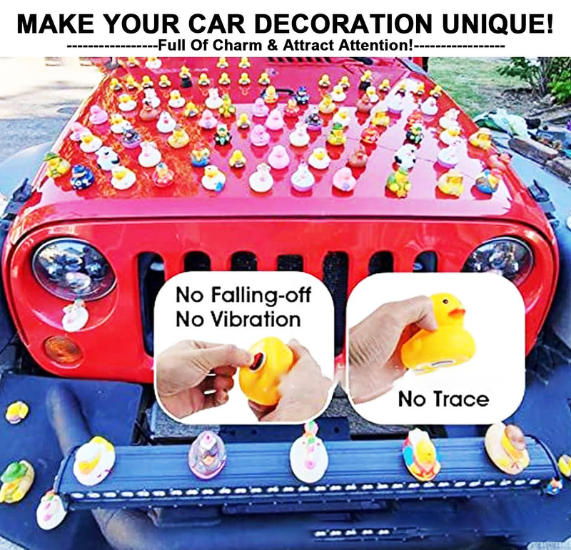 Duck Holder for Car Dash, Rubber Duck Mounts Duck Plugs for a Fun and Funky Car Dashboard Display Gift for Car Lover Double-Sided Stickers Included (20) 20