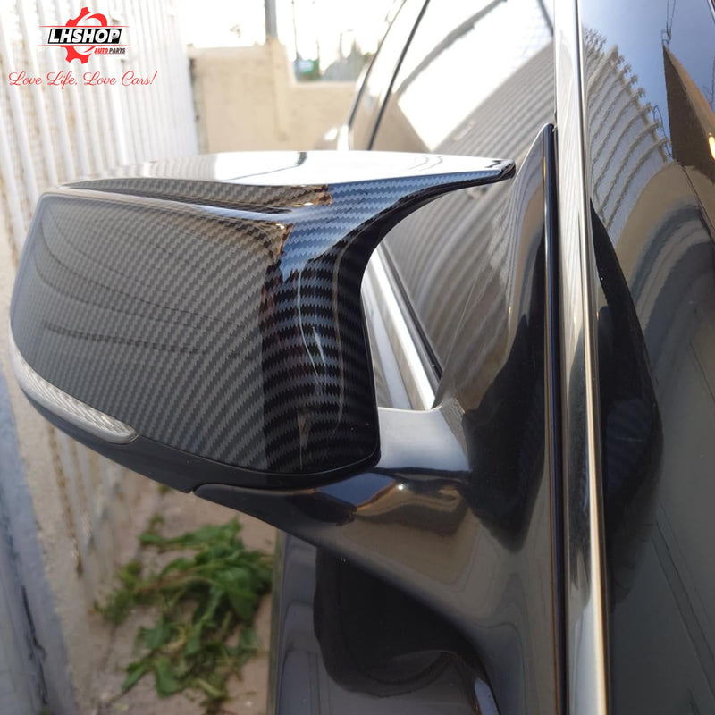 Carbon Fiber Side Mirror Caps for Infiniti Q50 Q60 Q70 QX30 QX50 Q50L Accessories, Passenger Driver Side View Mirror Cover Replacement Car Exterior Body Tuning Parts & Trim - 1Pair (Left-Right) Carbon Fiber Pattern