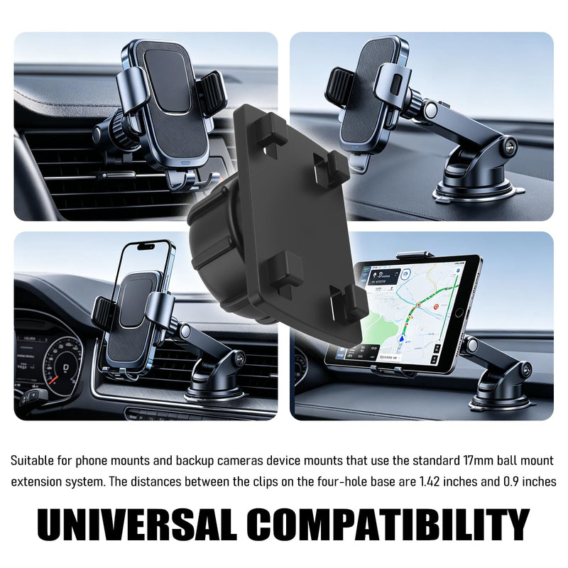 4PCS Tightening Nut & 4 Button Lock 17mm Ball Mount Socket,Non-Slip Car Mount for Phone Parts for Replacing Cars Phones Mounts,Ball Mounts Phone Holder Nut for GPS/Backup Camera
