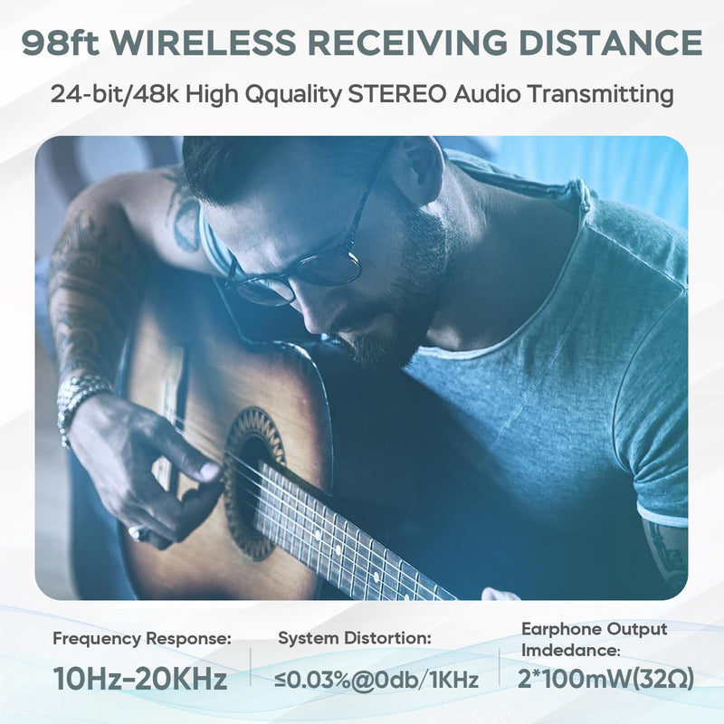 Wireless in-Ear Monitoring System, R1 5.8GHz Stereo Audio transmitting for Recording Studio, Band Performance, Live Broadcast One Transmitter + One Receiver