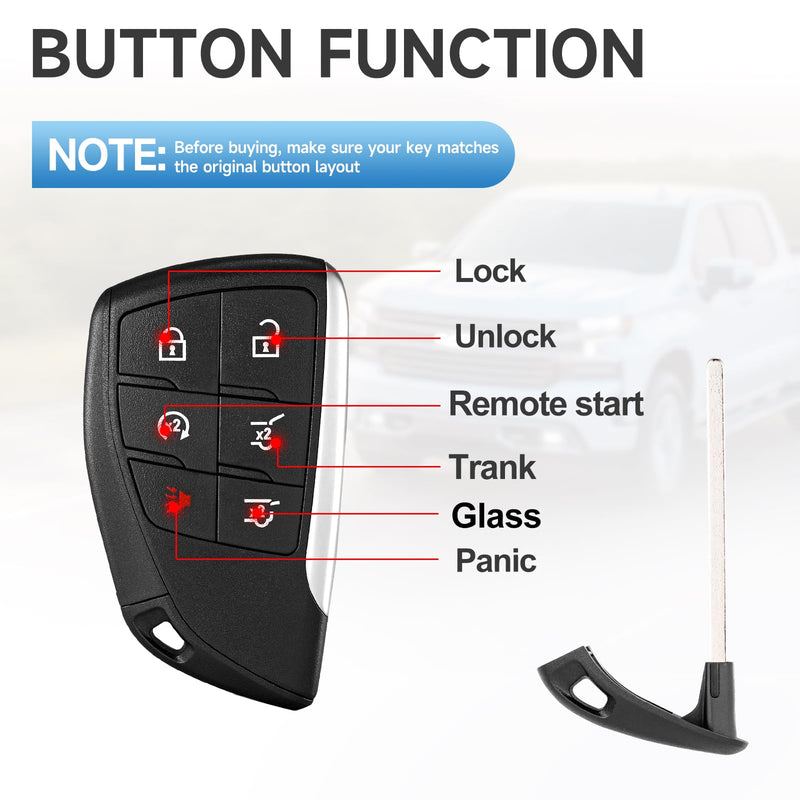 2 Pcs Smart Key Fob Replacement Remote fits for GMC Yukon/Yukon XY 2021 2022 2023 2024 2025 Chevy Suburban Tahoe 2021-2025 Smart Car Keyless Entry Remote YG0G21TB2 433Mhz 13548434 13541567