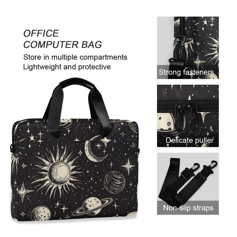 Stars Moon Sun Print Laptop Case 15.6 inch Computer Bag | Waterproof Laptop Briefcase Laptop Bag for Women & Men Stars Moon Sun