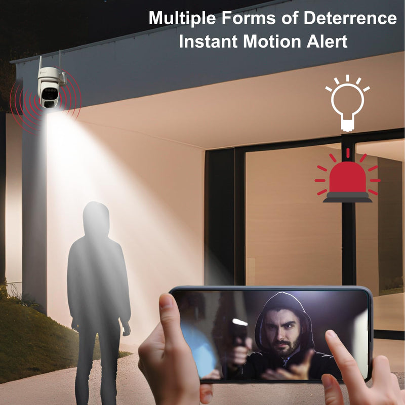 Solar Security Camera Wireless Outdoor, 3W Solar Panel, 360° Pan Tilt Solar Battery Outdoor Camera with 3MP Color Night Vision, Weatherproof, No Monthly Fee