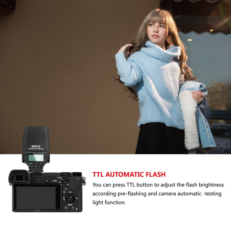 MEIKE MK-320N Mini TTL Speedlite Automatic Flash for Nikon MI Hot Shoe DSLR and Mirrorless Cameras J1 J2 D550 D810 D800 D3300 D7000 etc