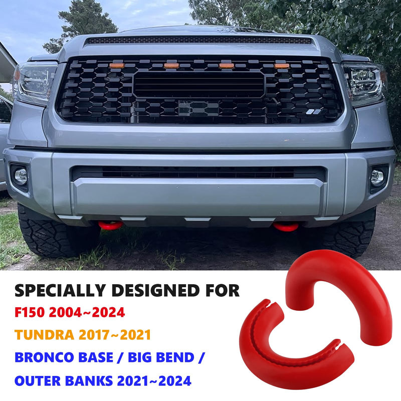 Tow Hooks Covers for Ford F150 2004-2024 Bronco Base/Big Bend/Outer Banks 2021-2024 Compatible with Toyota Tundra Accessories 2017-2021 (Red) red