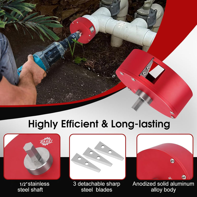 4 Inch PVC Pipe Beveling Tool with 3 Steel Blades, PVC Deburring Tool, PVC Chamfer Tool, Pipe Reamer Plumbing Tool for PVC, CPVC, ABS, PP, PE 4 Inch