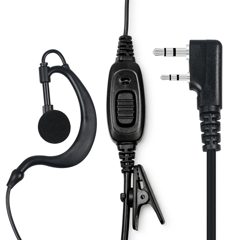 Walkie Talkie Earpiece K Head 2 Pin G Shape Single Wire Ear Piece Headset with Mic PTT Compatible with Baofeng UV-5R BF-888S Retevis RT21 RT22 H-777 Arcshell AR-5 Kenwood Two Way Radio (G Shape 1Pcs) G Shape 1Pcs