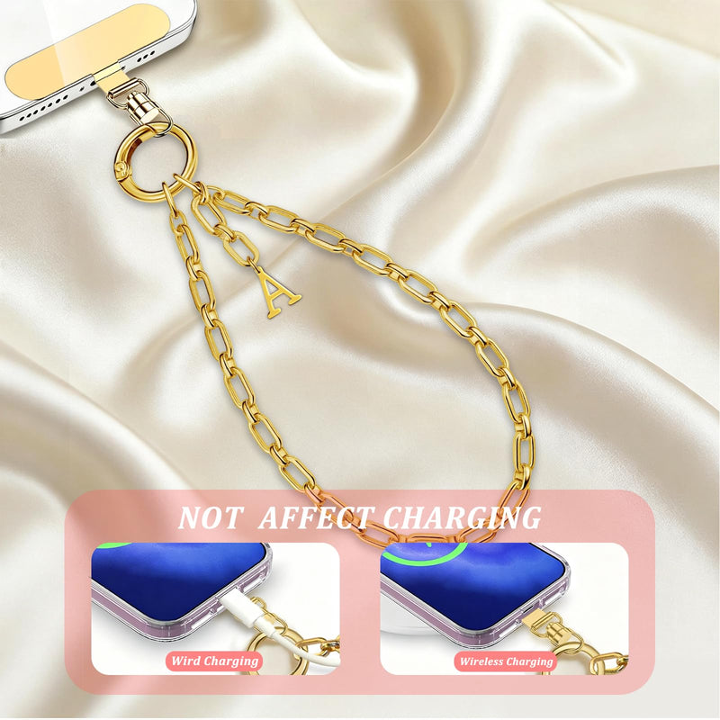Phone Wrist Strap Phone Charm Strap Charm With Initial Metal Phone Chain Tab Adjustable length A