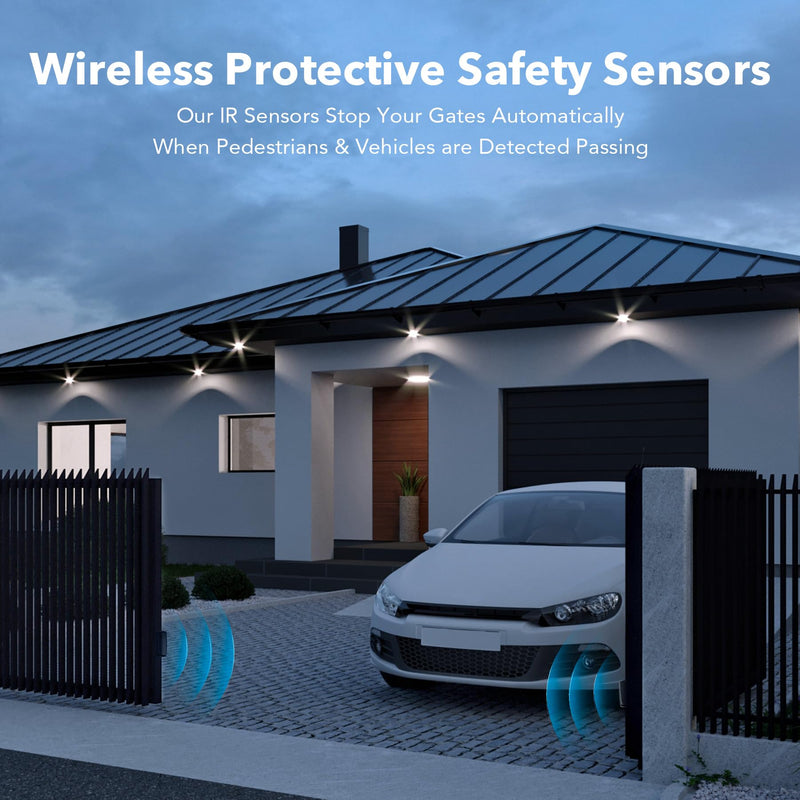 CO-Z Infrared Sensor Set for Gate Opener, Lens Rotatable Infrared Photoelectric Beam Sensor with Wireless Receiver, Outdoor for Garage Door Window Balcony