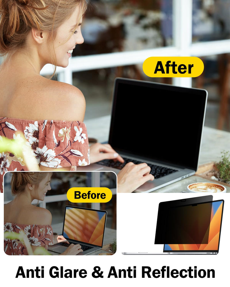 F FORITO 15.6 Inch Laptop Privacy Screen Protector, 360° Anti Peeping and Anti Glare Laptop Privacy Shield Compatible with 15.6" HP/Lenovo/Dell/Acer/ASUS/Thinkpad with 16:9 Aspect Ratio 15.6 Inch Computer with 16:9 Aspect Ratio