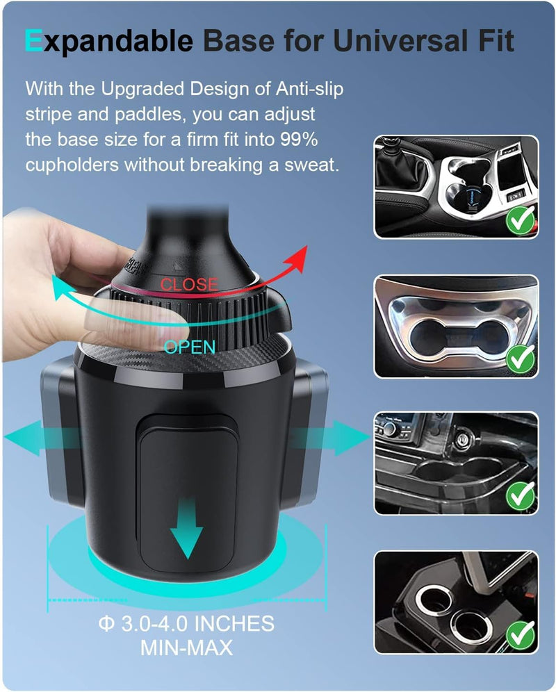 for MagSafe Wireless Car Charger Cup Holder Mount Compatible with iPhone 17/16/15/14/13/12, Magnetic Car Phone Mount 15W Fast Charging Telescopic Arm Heat Dissipation System, with PD 30W Adapter