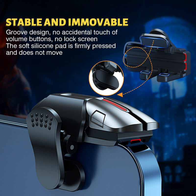 PUBG Trigger 4 Finger Mobile Gaming Controller with 20 Finger Sleeves & Storage Case PUBG Mobile Controller Aim & Fire Shooter Buttons for iPhone & Android PUBG Accessories for COD Mobile (1 Pair G21+ 20Pcs Finger Sleeve+Storage bag)