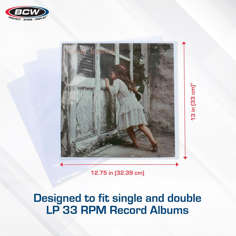 BCW Vinyl Record Sleeves 12 Inch 50 ct | Clear Polypropylene Vinyl Sleeves for 33 1/3 RPM | Archival Quality, Acid-Free | Premium Outer Sleeves for Record Albums | 2 Mil | Ideal for Vinyl Collectors 2 Mil Thickness