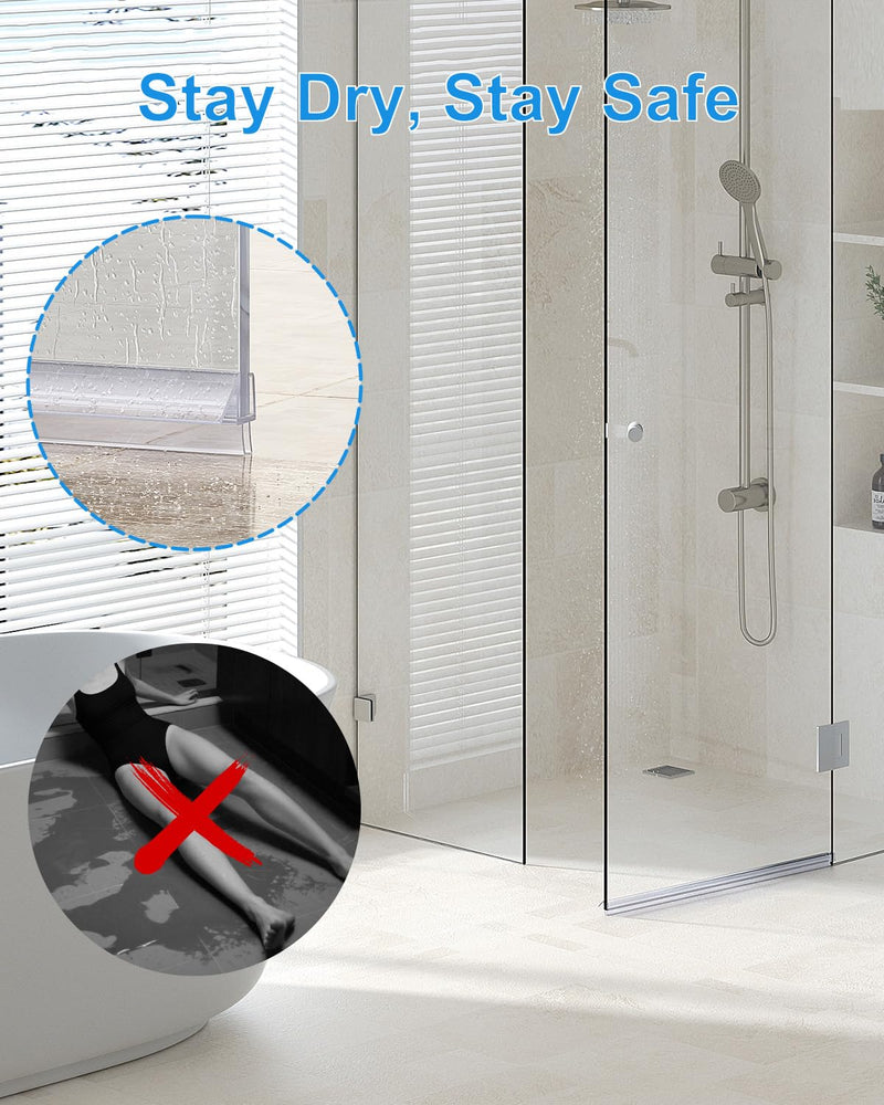 Delamu Shower Door Bottom Seal, 3Pack Shower Door Sweep Strip, 39in Frameless Glass Doors Seal Strip for 3/8'' (10mm) Thick Doors, 39'' x 0.39'' Showers Water Guard Barrier BottomSeal-3/8"x39"