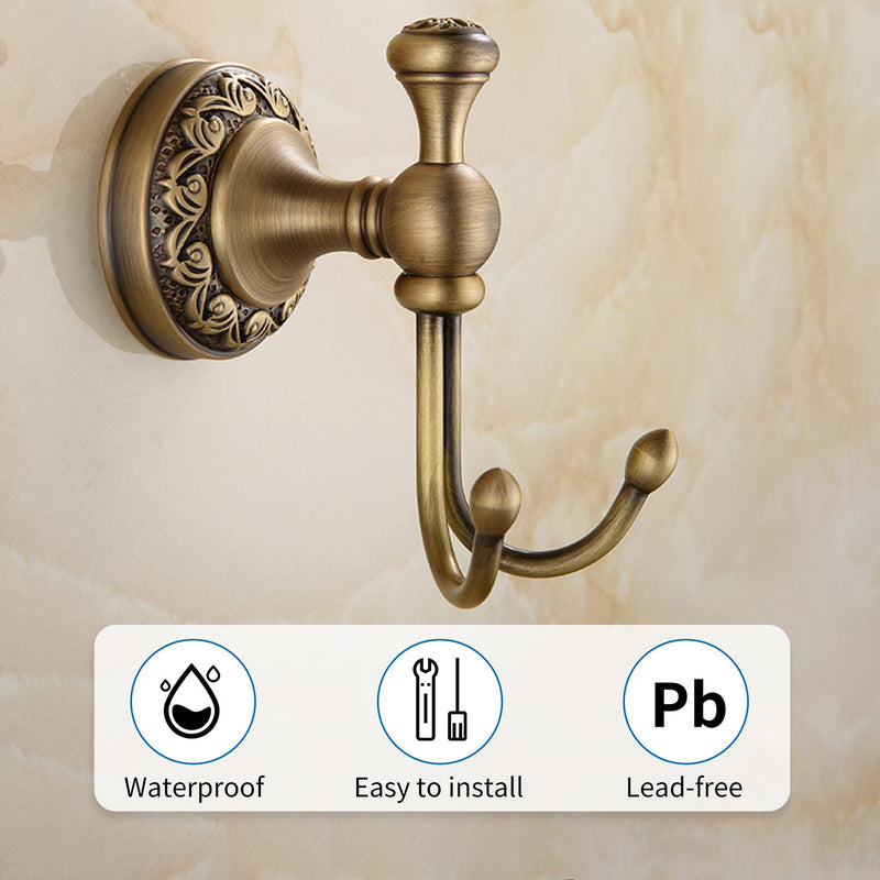 Antique Bronze Brass Bath Towel Hooks, Wall Mounted Bathroom Hardware Accessories,Pattern Carving Design