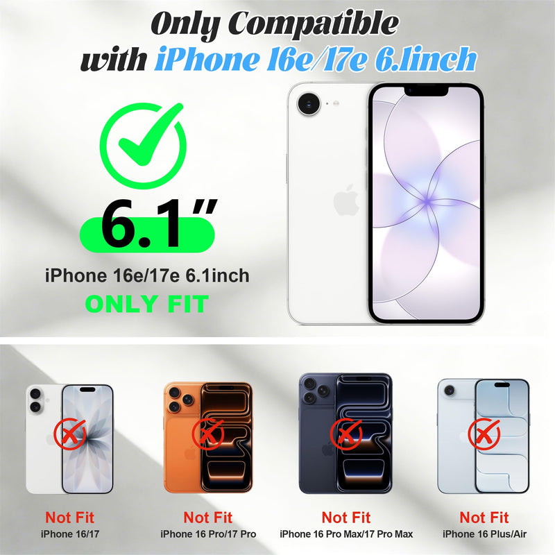 JAKPAK Wallet Case for iPhone 17e 16e with Card Holder & Crossbody Strap | Shockproof Leather Protective Phone Cover with Lanyard, Zipper Purse Case Women Men for iPhone 16e 17e 6.1 inch, Black iPhone 17e/16e 6.1”