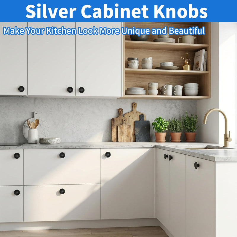 TamBee 30 Pack Cabinet Knobs 1-1/4 Inch Matte Black Round Drawer Knobs | Solid Aluminum Kitchen Cabinet Hardware Dresser Knobs for Cabinets Cupboard Bathroom 30 PCS
