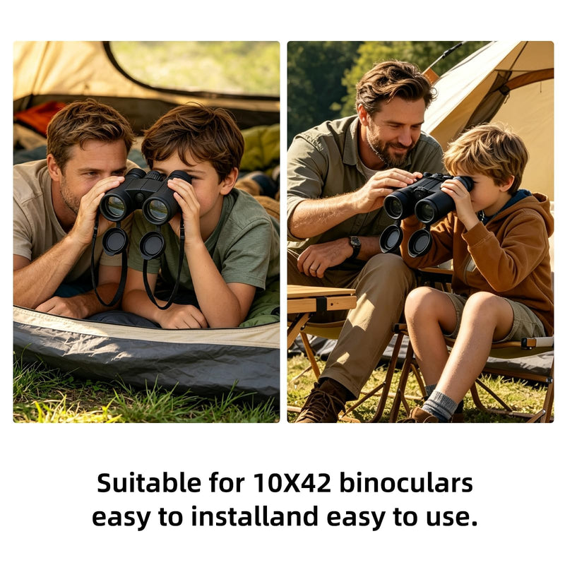 Binocular Lens Caps Set Compatible with Nikon 8x42 10x42, 42mm Rubber Lens Covers for 51–52mm Inner Diameter, Protective Objective & Eyepiece Cover, Black