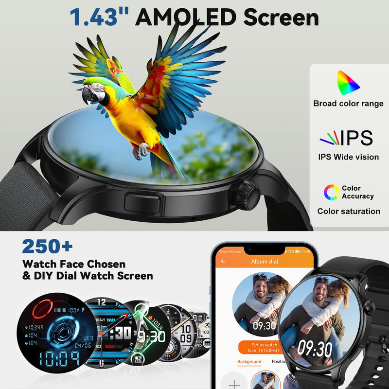 Smart Watch for Men Women Fitness: Waterproof Running Digital Mens Watches Step Pedometer Tracker Make Answer Call SpO2 Sleep Heart Rate Monitor Smartwatch Android Phone iPhone Samsung Compatible Black