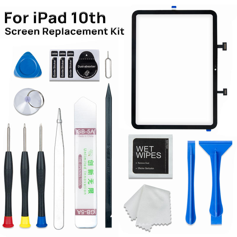 Screen Replacement for iPad 10 10th Generation, Touch Glass Compatible with 10.9inch10th Gen A2696 A2757 A2777, with Home Button and Tool Set