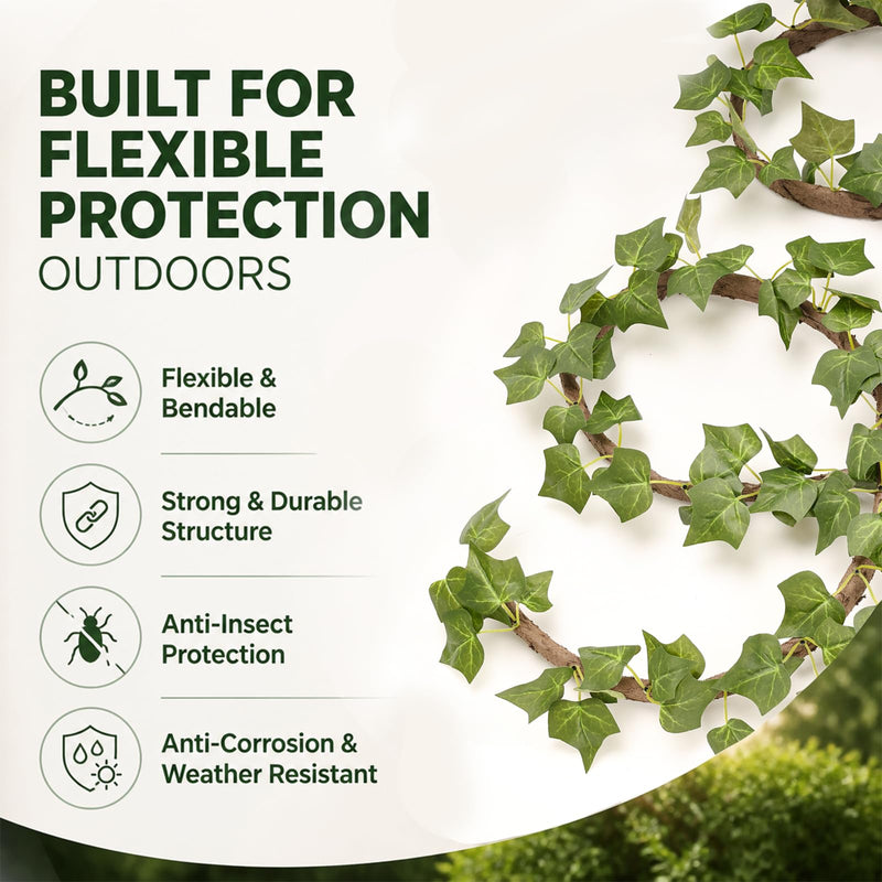 Artificial Leaf Vine Decor – Flexible Wire Protector for Indoor Outdoor Use | Garden, DIY Landscaping & Home Decor 1/2 Inch x 10FT