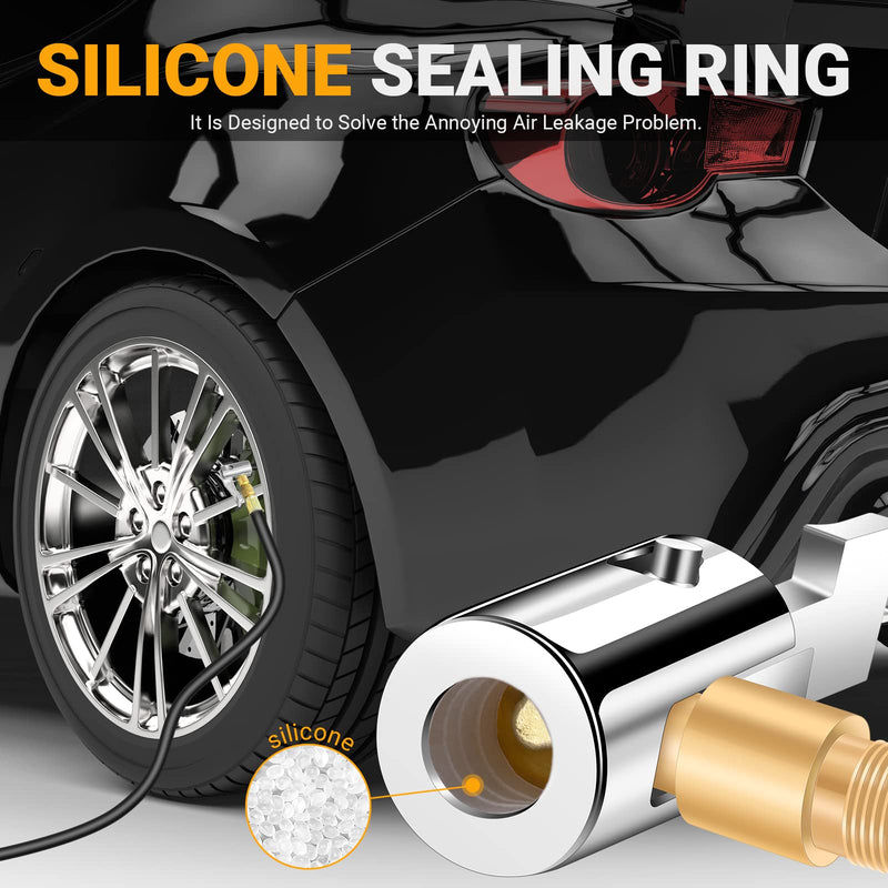 All Metal Lock On Air Chuck Tire Inflator Hose Adapter, Locking Tire Air Chuck with Standard Tire Valve Thread, No Air Leakage Tire Inflating Hose End for Portable Tire Pump/Air Compressor Golden Thread