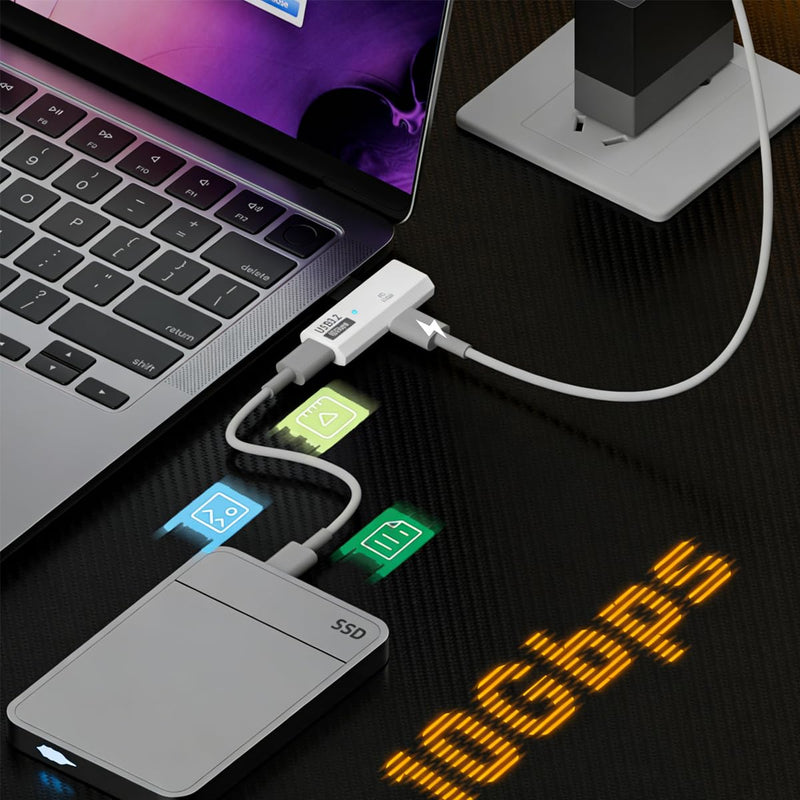 USB C Splitter 2 in 1 Adapter, 100W PD Fast Charging & 10Gbps Data Transfer | USB C OTG Adapter, USB C Male to Dual Female Extender for iPhone 15 Pro Max, Steam Deck, MacBook, iPad, Galaxy S24