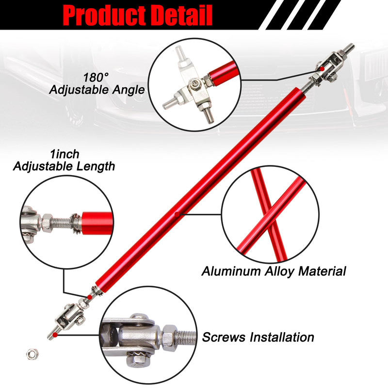 2PCS 8"-11" Adjustable Front Bumper Lip Splitter Diffuser Strut Rod Universal Bumper Lip Support Rods Compatible with Most Car Vehicles (Red) Red 8”-11”