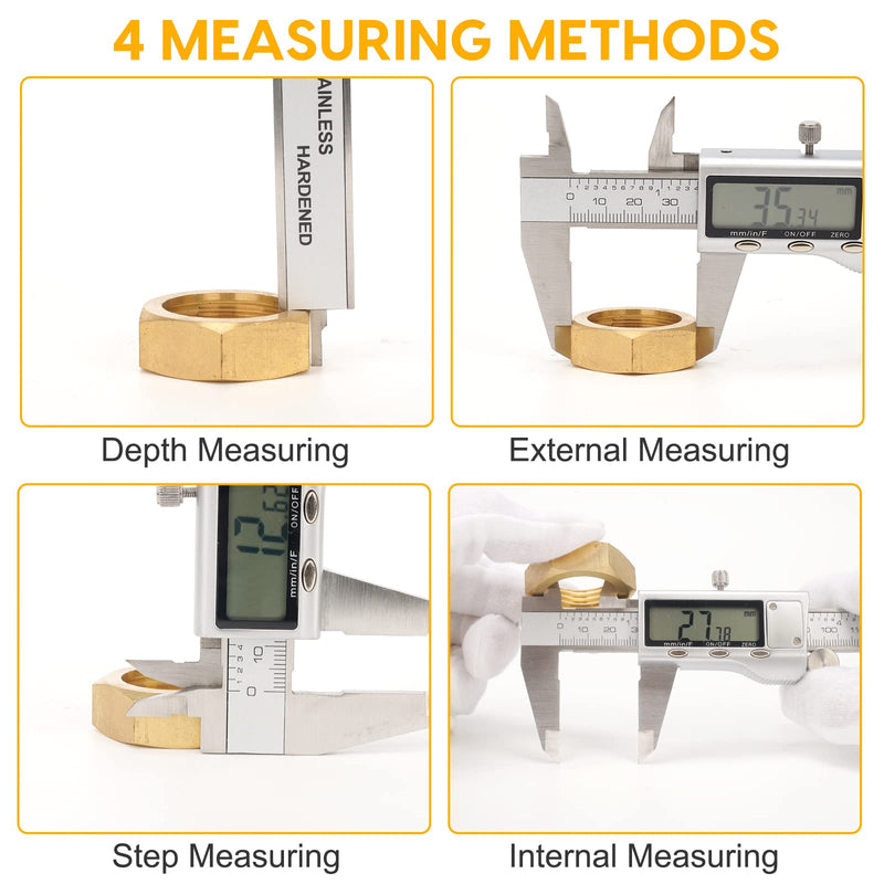 Digital Caliper, Sangabery 6 inch Stainless Steel Caliper Measuring Tool with Inch/Metric/Fractions Conversion and Large LCD Display, Perfect for DIY, Household and Professional Use 20-F