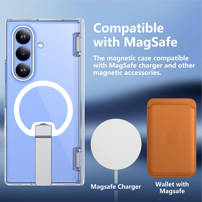 For Samsung Galaxy Z Fold 8 Ultra Case with Kickstand & Screen Protector | MagSafe-Compatible,Military Grade Drop Tested Non-Slip Slim Shockproof Case for Samsung Galaxy Z Fold 8 Ultra-Clear Glaxy Z Fold 8 Ultra-6.9" Clear