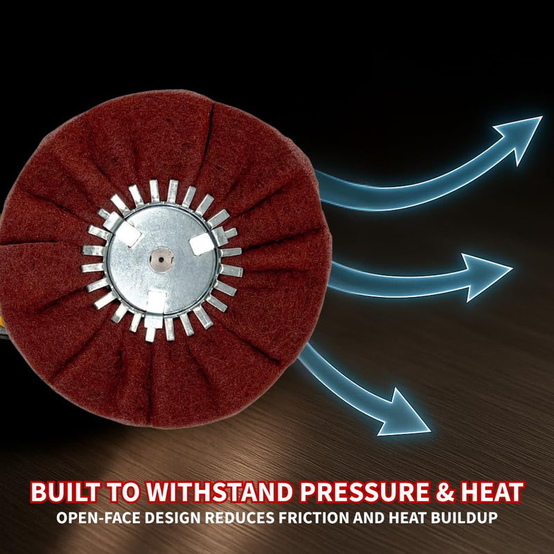 Satin Airway for Metal Finishing On High Speed Right Angle Grinder up to 3000 RPM Very Fine Maroon Finishes Like 320-400 Grit by (9" X 3" X 5/8")