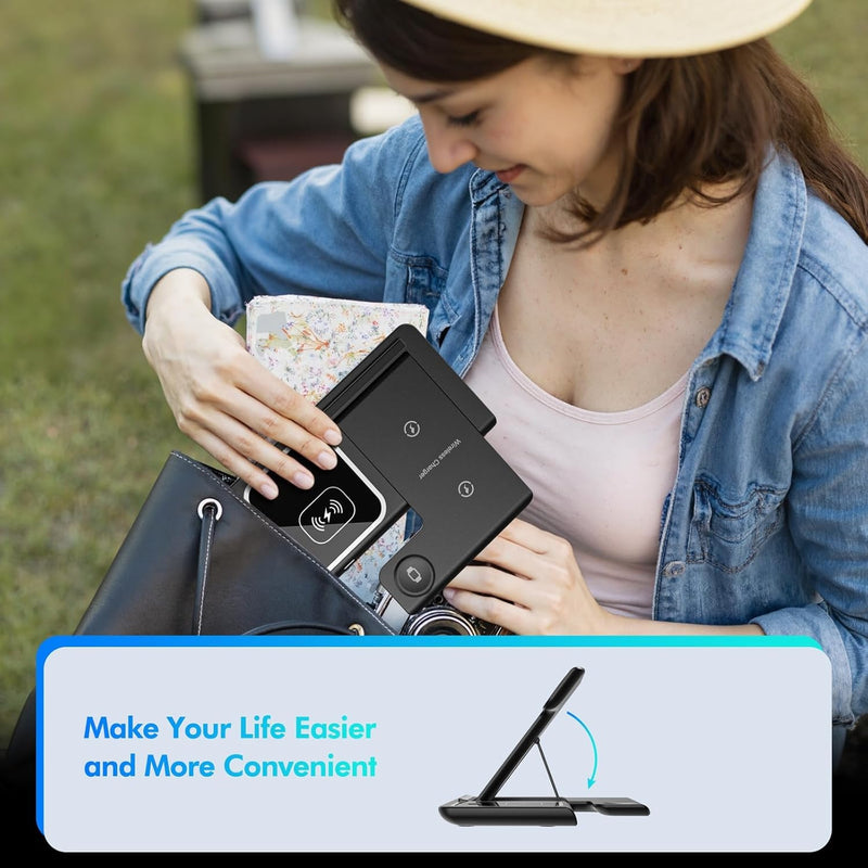 3 in 1 Wireless Charger Charging Station, Wireless Charger Stand for iPhone17 16e 16 15 14 Pro Max 13 12 11,Charging Dock for AirPods 4 3 2 Pro, Apple Watch 11/10/9/Ultra/8/SE/7/6/5/4/3 Black
