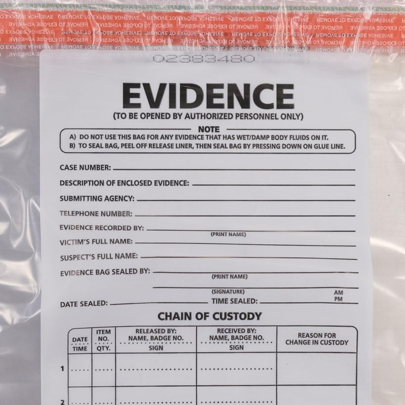Small Plastic Evidence Bag, 6 x 10 inches, 100pk Small
