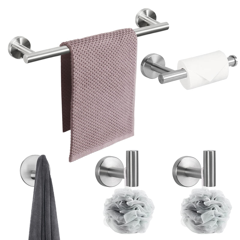 NearMoon Bathroom Hardware Set SUS 304 Thicken Stainless Steel-Towel Bar Set Include 16" Towel Rod, Toilet Paper Holder, Multifunctional Hooks Bathroom Accessories (Brushed Nickel, 5 Pcs) Brushed Nickel