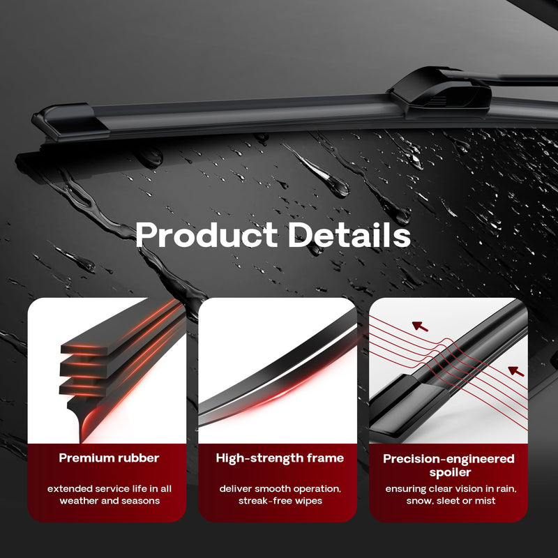 BERG REGEN 22"+22" Windshield Wiper Blades,22 Wiper Blades 2 pack Replacement for Ford F Series 2012-2023 Expedition 2008-2022,Chevy Silverado GMC Sierra Series 2019-2024–Genuine OEM Quality(Set of 2) 22" + 22"(Pair for Front Windshield)